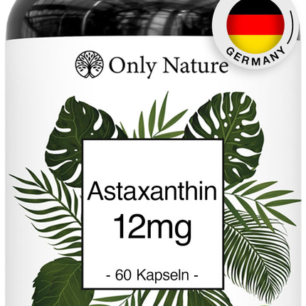 Only Nature® Astaxanthin 12 mg - 60 high-dose capsules - Made in Germany &amp; laboratory-tested - Natural &amp; without additives
