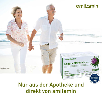 amitamin Liver + Milk Thistle Complex | High-dose capsules | Artichoke, dandelion plus choline for metabolism | 120 capsules - 4 months | Silymarin content 80% | Made in Germany | Vegan