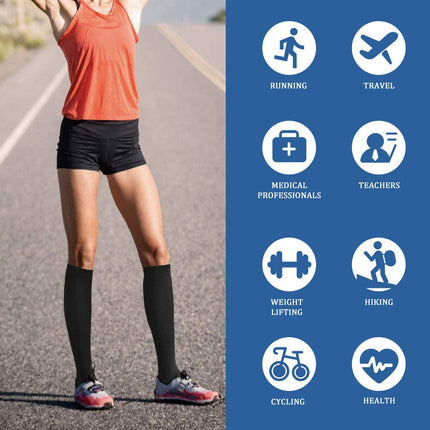 Evolyline 3 Pairs Compression Stockings Women Men, Medical Open Toe Stockings Support Stockings Compression Socks Graduated Thrombosis Stockings for Sports Reduce Leg Pain Varicose Veins