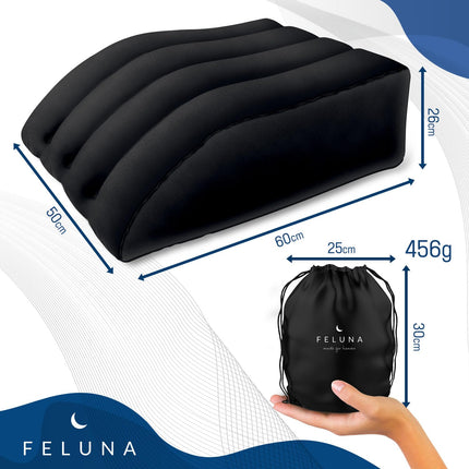 Ergonomic Wedge Pillow for Sleeping, Inflatable Orthopedic Leg Elevator for Relieving Leg and Back Pain, Leg Support Pillow for Knee, Foot, and Ankle After Surgery (Black)