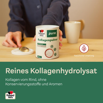 Doppelherz pure collagen powder - tasteless - easily soluble - no preservatives or flavorings - controlled raw material from pasture-fed farming - 200 g