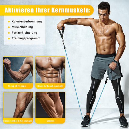 COFOF Resistance Bands Set, 5 Fitness Bands Expander Tube Bands, Fitness Band with Large Handle Ankle Strap Door Anchor Attachment Carrying Bag, Ideal for Pilates Strength Training Physiotherapy