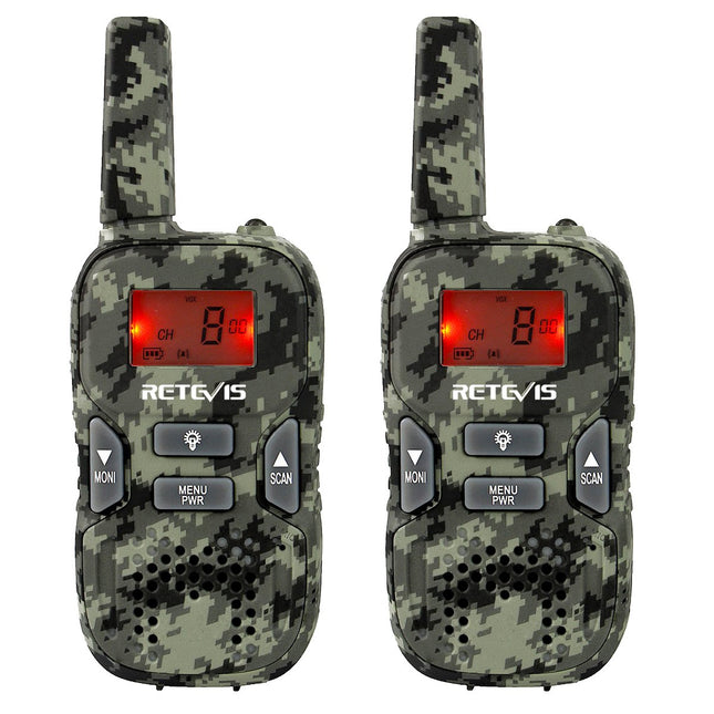 Retevis RT33 Walkie Talkie Kids, Toy Gifts for 6-12 Year Old Children, 8 Channels VOX LED Flashlight, Army Game, Outdoor, Adventure (Camouflage, 2 Pack)