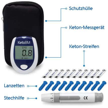 KetoBM Blood Ketone Meter Kit for Keto Diet Testing – Complete Ketone Testing Kit with Ketone Monitor, Keto Strips, Penetration Device &amp; Lancets