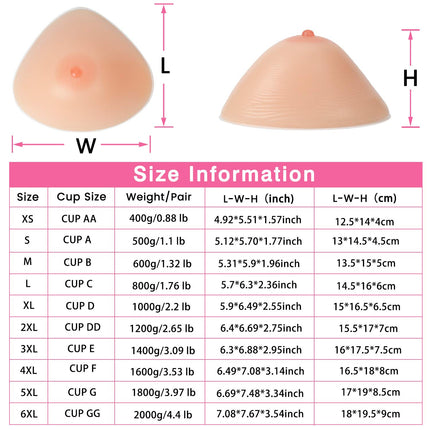 Vollence Triangle C Cup Silicone Breast Forms Fake Breasts Artificial Breasts for Mastectomy Prosthesis Transvestites Crossdressers