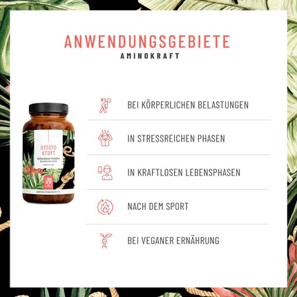 High-dose amino acid complex - 180 vegan amino tablets with 1000 mg each per daily dose with 12 different amino acids - EAA pattern tablets from NATURTREU
