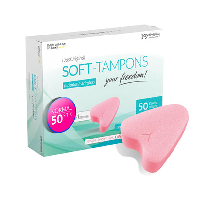 JOYDIVISION Soft Tampons Regular I 50 Count I Stringless Tampons for Sports, Swimming &amp; Spa I Menstrual Sponges Ultra Soft I Easy Insertion &amp; Removal I Soft Tampon Without String