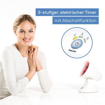 Beurer IL 35 infrared lamp, soothing and warming infrared light with 3-stage timer, 5 tilt angles, relaxes muscles and relieves tension, 1 piece, white