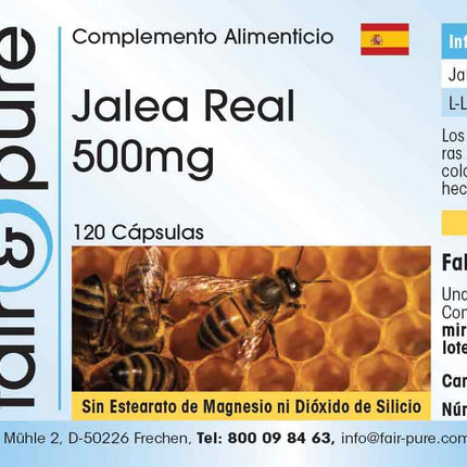 Fair &amp; Pure® - Royal Jelly 500 mg - 120 Capsules - Standardized to 4% 10-HDA - Gently freeze-dried