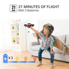 Holy Stone HS210 Kids Mini Drone for Beginners Adults, Indoor Outdoor RC Toy Quadcopter Aircraft for Boys Girls with Auto Hover, 3D Flip, 3 Batteries &amp; Headless Mode, Great