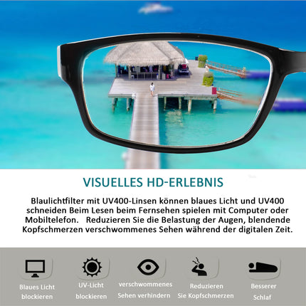 COJWIS Reading Glasses 6 Pack Men and Women Quality Spring Hinge Blue Light Filter Reader Glasses (6 Black, 2.00)