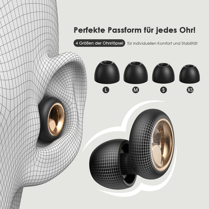 Earplugs for Sleeping, Noise-Cancelling Silicone Earplugs, 45 dB, Soft and Reusable, Hearing Protection with 8 Earpieces in 4 Sizes (XS, S, M, L) (Black, 4 Sizes (1 Set))