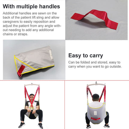 YNITJH Patient Lift Sling, Full Body Patient Lift Toilet Belt Lifting Straps Sling with Toilet Opening Split Leg Strap, Made of Mesh Fabric, Maximum Load 230kg/507 lb, C