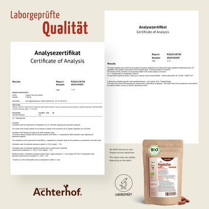 Rosehip Capsules Organic Refill Pack 400 pieces | Fine rosehip powder in capsule form | Organic quality | Over 66 daily doses | Vegan capsule shell | From Achterhof