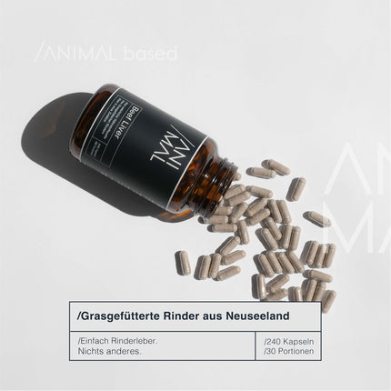 Animal Based Beef Liver [240 Capsules] - Natural Iron, Vitamin A, B12, Copper - Grass Fed Beef Liver - Pasture-fed quality from New Zealand - Optimal nutrient absorption - Halal certified raw materials