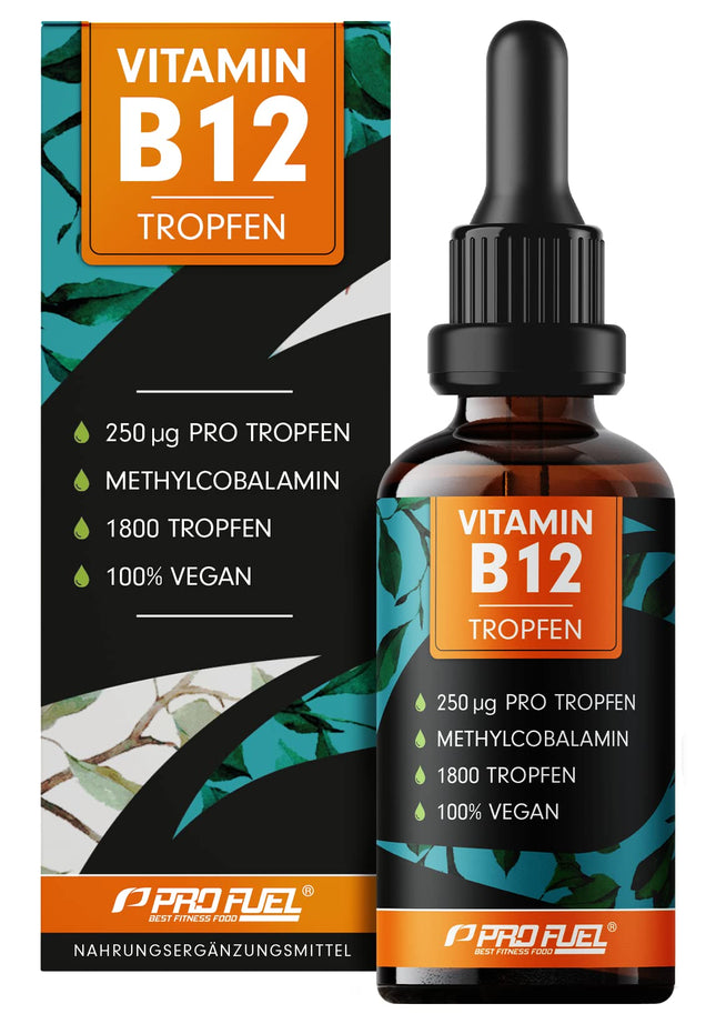 Vitamin B12 Drops - 1800 drops (50ml) - bioactive methylcobalamin B12 - optimally dosed with 500mcg B12 - no preservatives or alcohol - 100% vegan