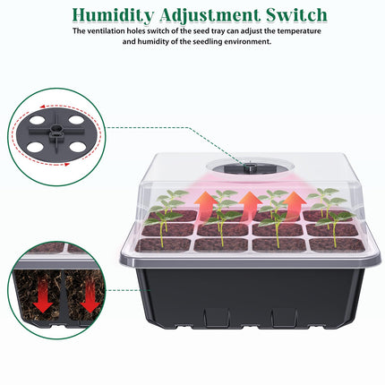 5 pieces seed trays with growth light, seed starter trays, indoor greenhouse cultivation box for germination of seeds &amp; seedlings