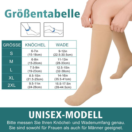 Evolyline Medical Compression Stockings Women Men 20-30 mmHg, Calves Closed Toe Support Stockings Compression Socks Thrombosis Stockings Graduated Support for Varicose Veins Edema