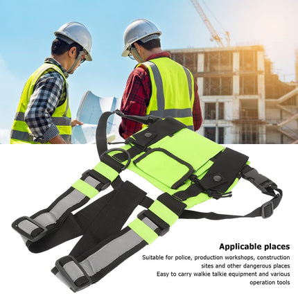 Universal Hands Radio Front Pocket, Walkie Talkies Radio Chest Strap with Adjustable Shoulder Straps for Survival, Hiking, Cycling, Work, Camping (Green)