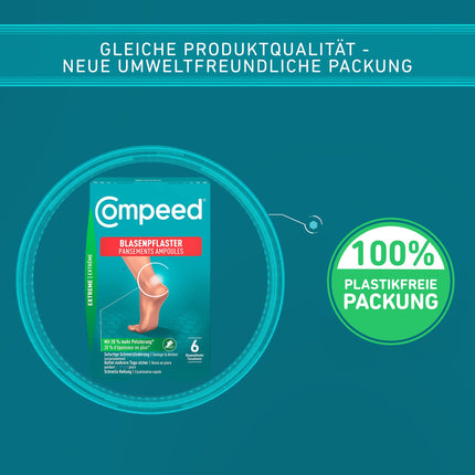 Compeed Blister Plasters Extreme – Hydrocolloid plasters for extra strong protection against blisters on the heels, 6 pieces (1 pack)