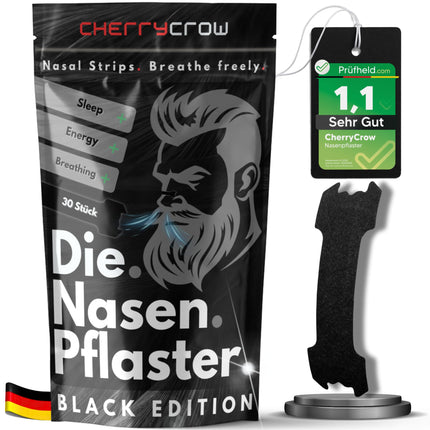 CherryCrow® - The Nasal Strips | (30 pieces) Premium Black Nasal Strips for better breathing 100% skin-friendly strips - Performance and better sleep Sports Anti Snoring Strips