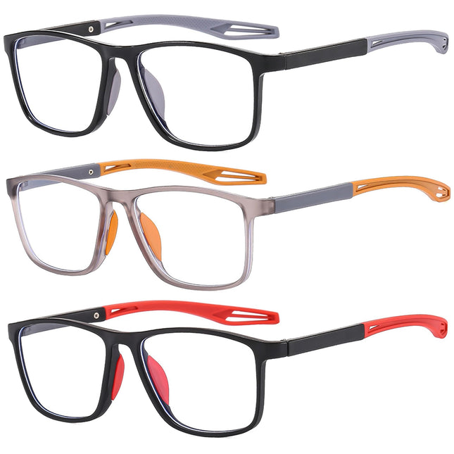 Fsread Reading Glasses Men Set of 3 Sporty Design, Comfortable and Flexible Lightweight Blue Light Blocking Reading Aid for Men +2.0