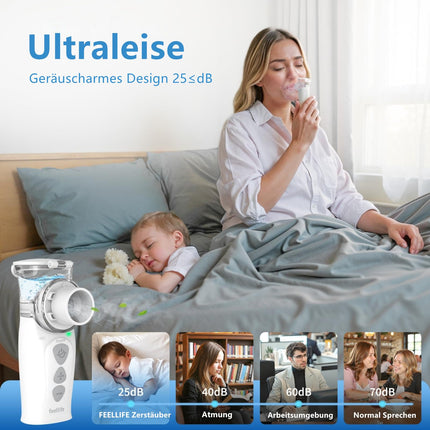 FEELLIFE Inhaler Children Inhaler Adult Nebulizer Inhaler Baby Rechargeable Quiet Handheld Inhaler Air Pro VIII with AIMESH Technology for Children Adults Baby