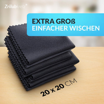 Zrilubkrelz® 8 Lens Cleaning Cloths in Optician Quality - 20 x 20 cm - Microfiber - Extra Soft &amp; Absorbent