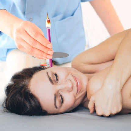 20 Ear Candles/Ear Candles Made of Natural Beeswax, Ear Cleaner Earwax Removal, Hollow Cone Candles with 10 Protective Discs and Cotton Swabs, 8 Different Aromatic Scents