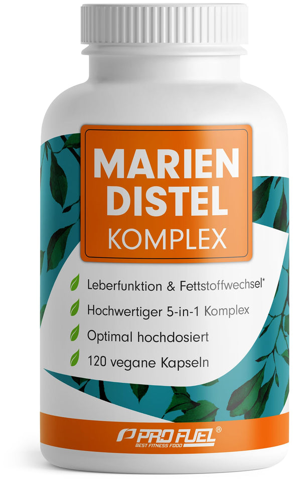 Milk Thistle Capsules High Dose 120x - 5-fold complex with milk thistle, artichoke, dandelion, desmodium &amp; choline - Liver function &amp; fat metabolism - 200 mg silymarin per day - 4-month supply