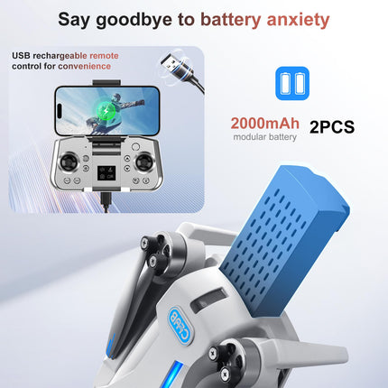 OBEST GPS Drone with 4K Camera, 5G WiFi Transmission, FPV RC Quadcopter, 360° Obstacle Avoidance, Intelligent Return, Rechargeable Handle for Remote Control, 2 Batteries