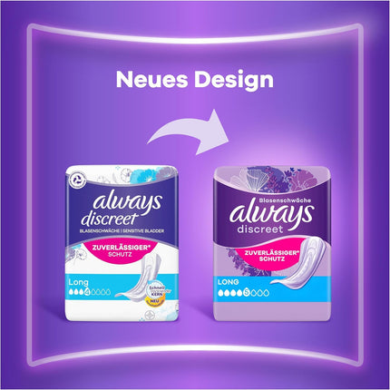 Always Discreet Incontinence Pads Long Monthly Pack for Bladder Weakness, 160 Pads (Value Pack 8 Packs x 20)