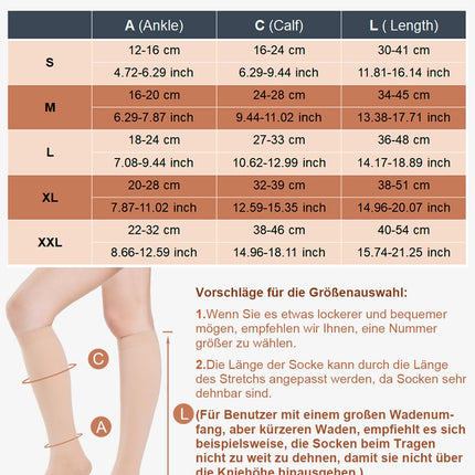 2 Pairs of Medical Compression Stockings for Women &amp; Men 20-30 mmHg, Class 2, Closed Toe Graduated Support Stockings for Varicose Veins, Edema, and Flight (2x Beige, L)