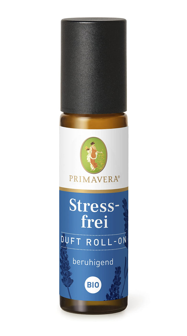PRIMAVERA Fragrance Roll-On Stress-Free Organic 10 ml - Lavender - Aroma Oil, Fragrance Oil, Aromatherapy for on the go - Calming - Vegan