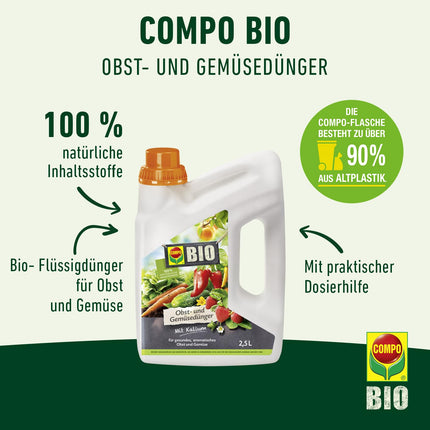 COMPO BIO Fruit and Vegetable Fertilizer - Organic Liquid Fertilizer for Fruit and Vegetables - Potassium Fertilizer - 2.5 Liters