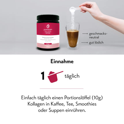 pureSGP Collagen [300g]: Purest pharmacy-grade collagen – Bioactive premium peptides from high-quality collagen hydrolysate. With vitamin C &amp; biotin – Tasteless – Good solubility