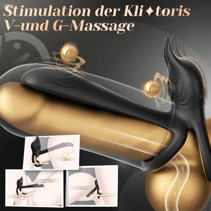 Penis ring sex toy for couples extreme sex, penis ring erotic sex toy for men, cock ring erotic sex toy for clitoris, 10 vibration modes dual penis rings massager