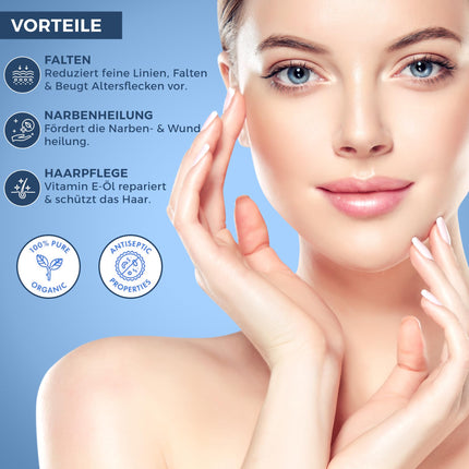 Kanzy Vitamin E Oil Organic Drops for Cosmetics 60ml 100% Natural d-Alpha-tocopherol, Anti-Wrinkle, Anti-Aging, Pure Vitamin E Oil Against all types of wrinkles, face, nails and hair