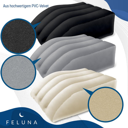 Ergonomic Wedge Pillow for Sleeping, Inflatable Orthopedic Leg Elevator for Relieving Leg and Back Pain, Leg Support Pillow for Knee, Foot, and Ankle After Surgery (Black)