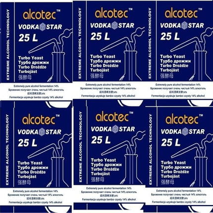 Alcotec Vodka Star 10 x 66g - Turbo yeast for fast fermentation - High - Adult - Powder - unflavored - 21 liters - Neutral alcohol - Store in a cool, dry place