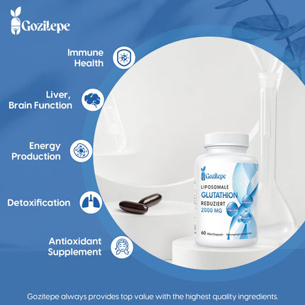 Liposomal Glutathione Reduced 2000mg per Serving | Glutathione Supplement with Hyaluronic Acid + Collagen Peptide + Resveratrol | 10x Better Absorption (60 Caplets (1-pack))