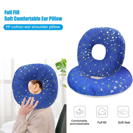 GOMETY Piercing Pillow with Hole, Donut Pillow for Ear Pain Ear Pillow against Ear Pain Sleeping Ring for Side Sleepers to Relieve Ear Pain Ear Care Pillow Ear Piercing Accessory Blue