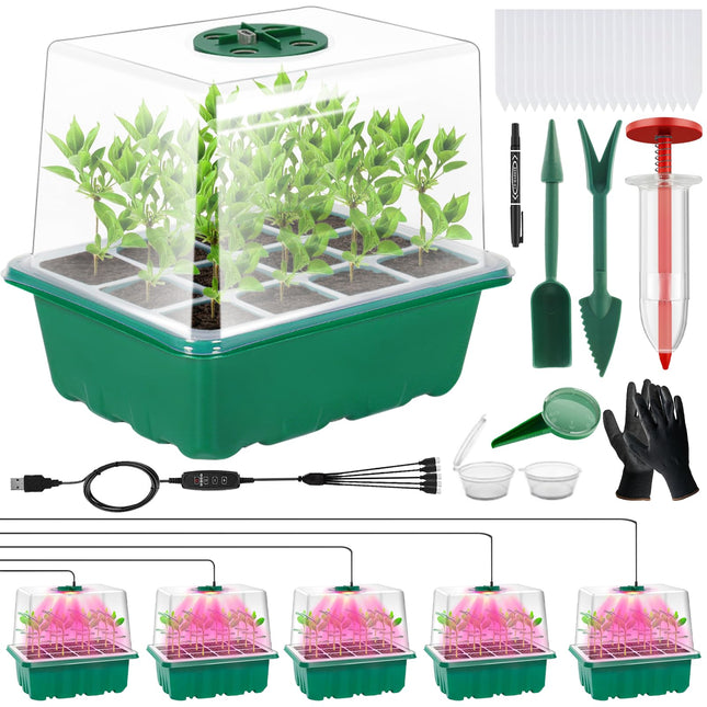 UCAMP Indoor Greenhouse Propagator, Trays Greenhouse Propagation Tray, Mini Greenhouse Propagation Set with Raised Lid, Seedling Starter Trays with Lid Ventilation for Seedling Plant