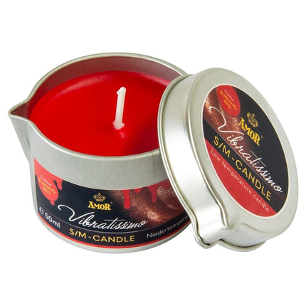 VIBRATISSIMO S/M Candle Burning Red 50 ml I Low temperature in red I High-quality candle wax odorless I Drip candle for erotic games I Romantic massage candle for couples I Wax Candle