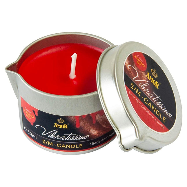 VIBRATISSIMO S/M Candle Burning Red 50 ml I Low temperature in red I High-quality candle wax odorless I Drip candle for erotic games I Romantic massage candle for couples I Wax Candle