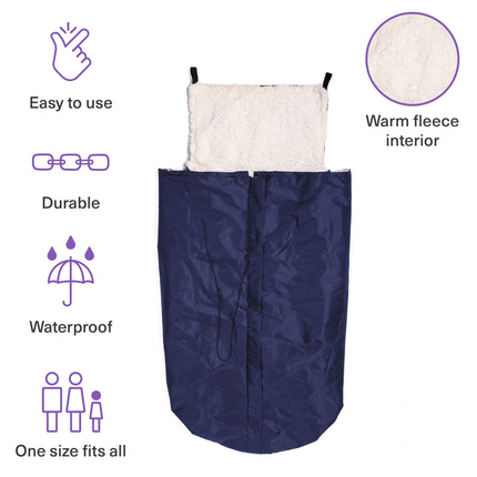 Bramble Fleece Lined Wheelchair Blanket (Dark Blue), Wheelchair Blanket with Inner Pocket - Robust, Waterproof &amp; Weatherproof