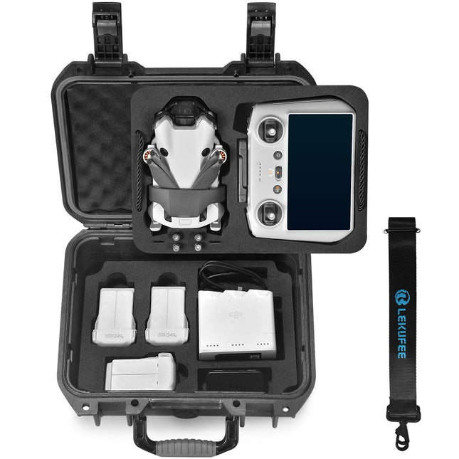 LEKUFEE Travel Waterproof Case for DJI Mini 4 Pro/3 Pro/3 Drone, Fly More Combo, RC 2/RC-N2 Remote Controller and Accessories (Carrying Case Only)