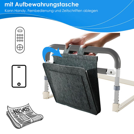 NJUN Bed Riser for Seniors, Bed Rail, Adult Fall Protection, Foldable Bed Riser, Bed Handle, Adjustable Height, for Pregnant Women, Elderly, Postoperative Use (Gray-White)