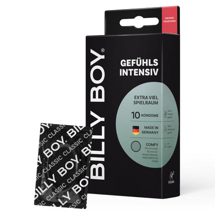 BILLY BOY Sensational Condoms 10-pack | 55-62mm at the top | Condoms with more room (1x10 pieces)