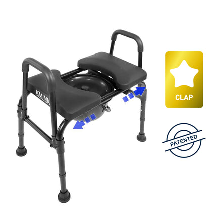 KMINA - Raised Toilet Seat with Armrests, Adjustable Seat, Toilet Seat Riser, Commode Chair for Seniors, 180 kg, Black - Made in Europe